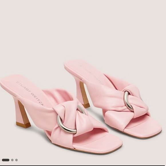 Stuart Weitzman CECE Slide 75 Lacquered Nappa Leather/Pink Marshmallow size 9 B